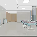 Modern Hospital Ward Interior Design With Beds Medical Equipment And Digital Screen