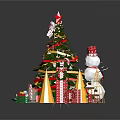 Christmas Tree Decorated With Red Star Ribbons Gift Boxes And Candy Canes