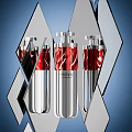 Stylish PROYA Perfume Cosmetic Bottles With Silver Cap Red Textured Body On Geometric