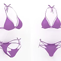 Purple Bikini Swimwear Design With Triangle Top And Strappy Tie Details