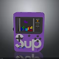 Portable Purple Handheld Game Console With Sup Logo And Tetris Screen