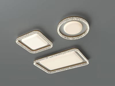 Modern Elegant Ceiling Lights With Sparkling Border White Panel And Various Shapes 3d model