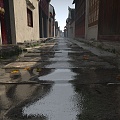 After the rain, slate street, bluestone street, breeze blowing, deciduous slate road, alley 3d model