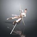 Fantasy Archer 3D Character In Dynamic Leaping Pose With Bow And Arrow