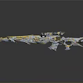 Abstract Futuristic Weapon Design With Colorful Patterns And Reflective Base