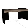Modern Minimalist Desk With Wooden Top And Curved Black Metal Support Legs
