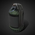 Tactical Green Grenade With Orange Accents Mesh Surface And Handle Design