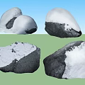 Natural Stone Wood Rocks with Snow Covered Surfaces and Natural Textures