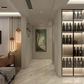Modern Elegant Living Dining Room With Open Concept Marble Floor Beige Walls White Cabinets And Sofa