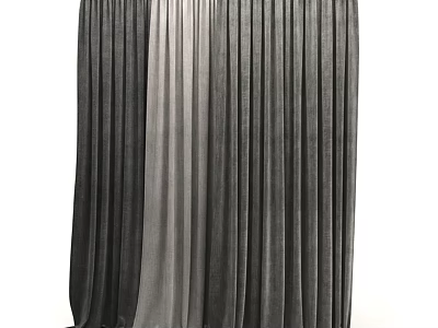 Black and Gray Double Layer Velvet Curtains with Elegant Drapery Texture for Home 3d model