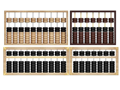 Traditional Wooden Abacus as Practical Household Calculating Tools in Different Colors 3d model