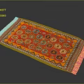 Traditional Red Rug With Colorful Geometric Patterns And Fringed Edges For Interior