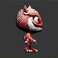 Cute Red Game and Movie Character with Spikey Skin Horns Big Eyes and Sharp Claws