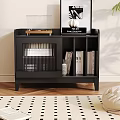 Black Hallway Cabinet Sideboard With Storage Open Shelves Decorative Items Books Vase