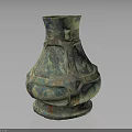 Ancient Bronze Vessel Featuring Ornate Patterns Sturdy Base and Green Patina 3d model