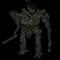 Dark Green Humanoid Robotic Mech Warrior With Intricate Armor And Weapon