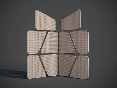 Modern Geometric Room Divider With Grid Pattern Panels And Multiple Sections 3d model