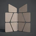 Modern Geometric Room Divider With Grid Pattern Panels And Multiple Sections