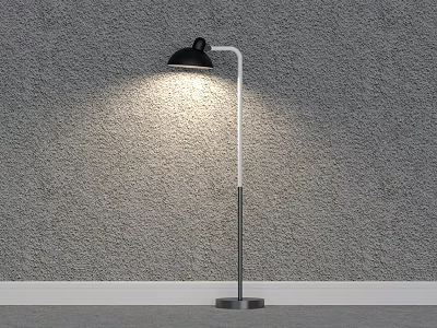 Modern Floor Lamp With Black Shade And Silver Base Offering Bright Lighting For Room 3d model
