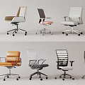 Modern Office Chairs With Multiple Styles And Different Colors For Workspace Use 3d model