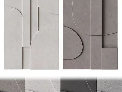 Modern Minimalist Photo Wall with Concrete Geometric Shapes Abstract Curves and Rectangles Decor 3d model