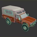 Orange And White Military Off Road Vehicle With Roof Top And Large Wheels