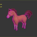 Cute Cartoon Horse 3D Model With Orange Body Brown Mane And White Legs