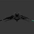 Futuristic Black Sci fi Spaceship Model With Green Glowing Accents And Sharp Mechanical Edges