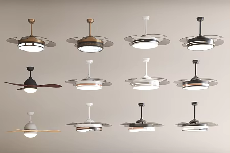 Fan lamp new cream wind log wind living room dining room electric fan lamps integrated ceiling fan lamp 3d model