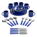 Complete Blue Tableware Set With Mugs Bowls Plates Spoons Forks And Knives