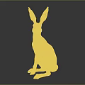 Realistic Hare Sculpture in Sitting Posture with Long Ears on Gray Background