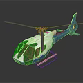 Blue and White Modern Helicopter with Sleek Fuselage Detailed Rotor Blades Side View