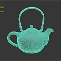 Reddish Brown Teapot With Woven Texture Bamboo Handle Round Lid And Curved Spout