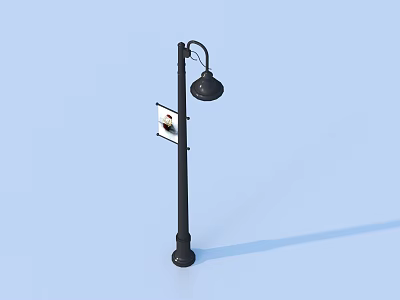Classic Black Outdoor Street Light Featuring Elegant Lamp Shade And Sturdy Pole 3d model