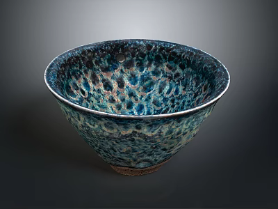 Glossy Blue Green Ceramic Bowl With Speckled Texture And Smooth Finish 3d model
