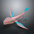 Fantasy Aquatic Creature With Pink Blue Fins Green Eyes And Sharp Teeth