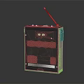 Vintage Radio Audio Speaker With Antenna Black And Silver Retro Design Grille