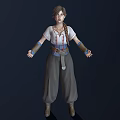 Woman With Braided Hair Wearing White Top Gray Pants And Wristbands Standing Pose