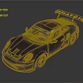 Black Porsche Race Car With Orange Accents And SWATCH Roof Logo