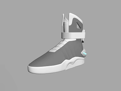 Modern High Top Gray And White Shoes With Strap Detail And White Sole Design 3d model