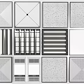 Modern Ceiling Lighting Fixture Combinations With Grille Panel And Strip Designs