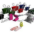 Assorted Office Supplies With Colored Binder Clips Paper Clips And Brome Box