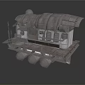 Rustic Floating Hut Structure With Weathered Roof Platform Railing And Buoys