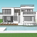 Modern Detached Villa With Swimming Pool Glass Windows And Outdoor Terrace