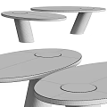 Modern Black and White Marble Round Coffee Table with Smooth Surface Design 3d model