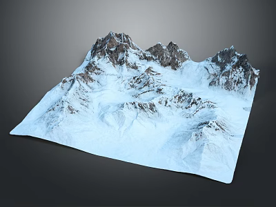 Snowy Mountain Terrain With Rocky Peaks And Snow Covered Valleys 3d model