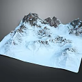 Snowy Mountain Terrain With Rocky Peaks And Snow Covered Valleys