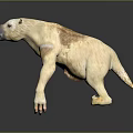 Prehistoric Bear Like Game Movie Character With Light Brown Fur Stocky Limbs And Walking Posture
