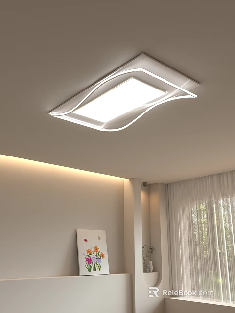 Modern LED Ceiling Light With Sleek Curved Design For Interior Decoration 3d model 