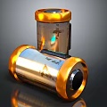 Innovative Gold And Silver Battery Design With Transparent Top Section 3d model